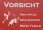 Preview: Aluminium Warnschild Bullterrier VORSICHT Mein Haus mein Garten meine Familie